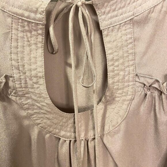 Rose & Olive Peasant Blouse Keyhole Tie-Neck Long Sleeve M - Picture 3 of 7